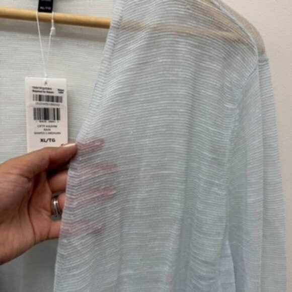 NWT Eileen Fisher Women's Sheer Aqua Linen Shape Cartigan $268 - Sz XL - Picture 9 of 11